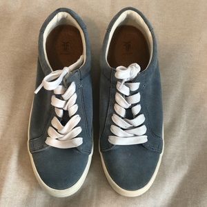 Blue suede Frye sneakers